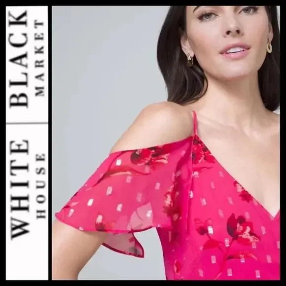 White House Black‎ Market Cold-Shoulder Ruffle Dress - NWT - Picture 5 of 5